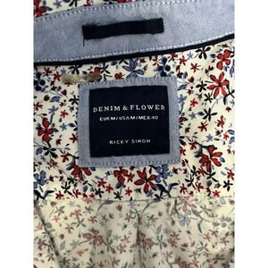 Denim  &‎ Flower Men’s M Shirt Ricky Singh Long Sleeve Floral Button Down